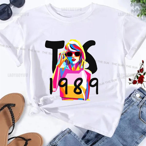 WOMEN Taylor Swift  Printing Shirt O-Neck Casual T-Shirt